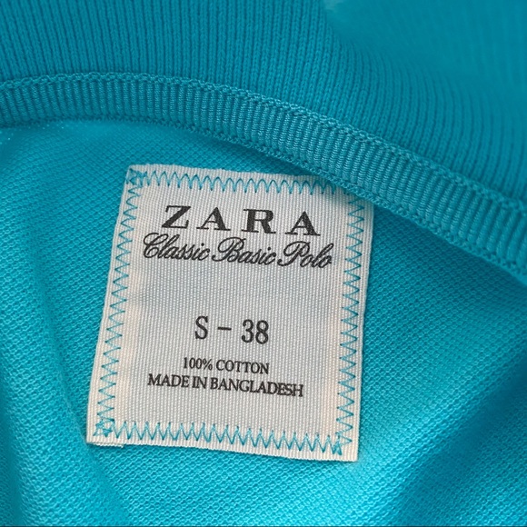 ZARA MEN ORIGINAL CLASSIC BASIC POLO LIGHT BLUE - Picture 3 of 4